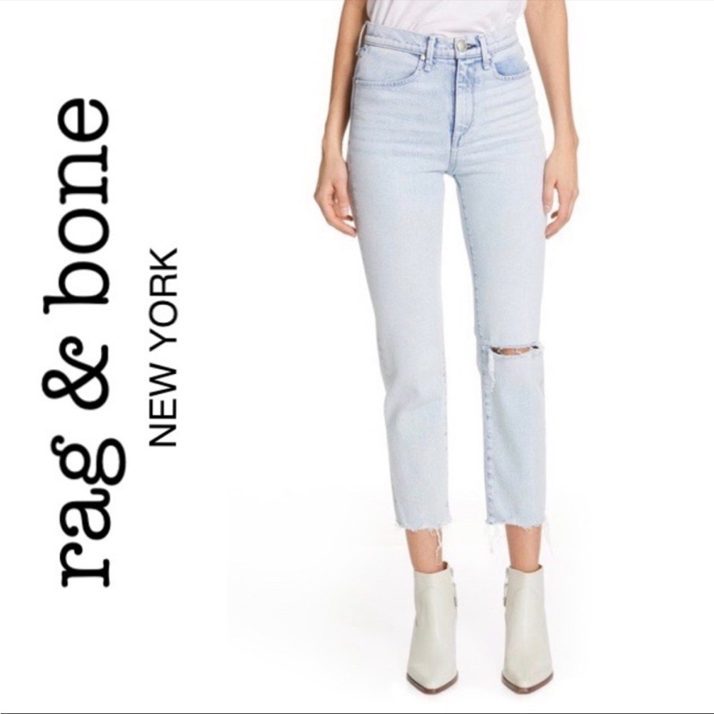 NWT Rag & Bone Ankle Cigarette Distressed Jeans 25